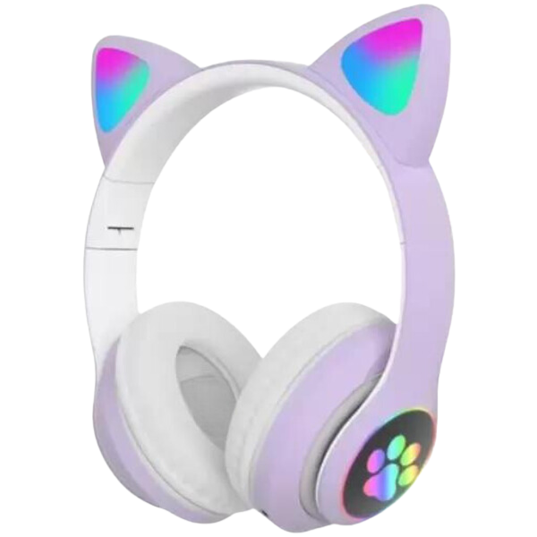 Fone Bluetooth Orelha De Gato Led Colorido (ROXO)