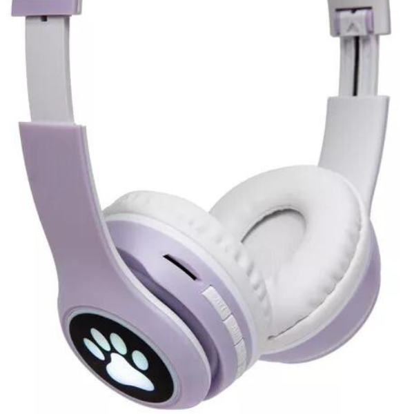 Fone Bluetooth Orelha De Gato Led Colorido (ROXO)