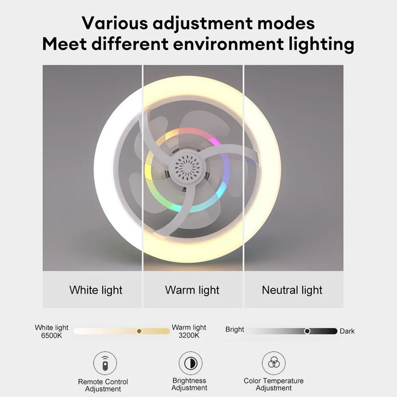 Ventilador E Luminária De Teto Com Rotação 360° Automatica 5