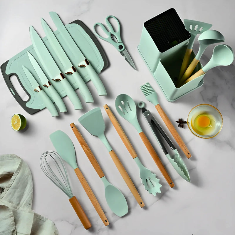 Kit Utensílios de Cozinha Jogo Completo 19 Peças