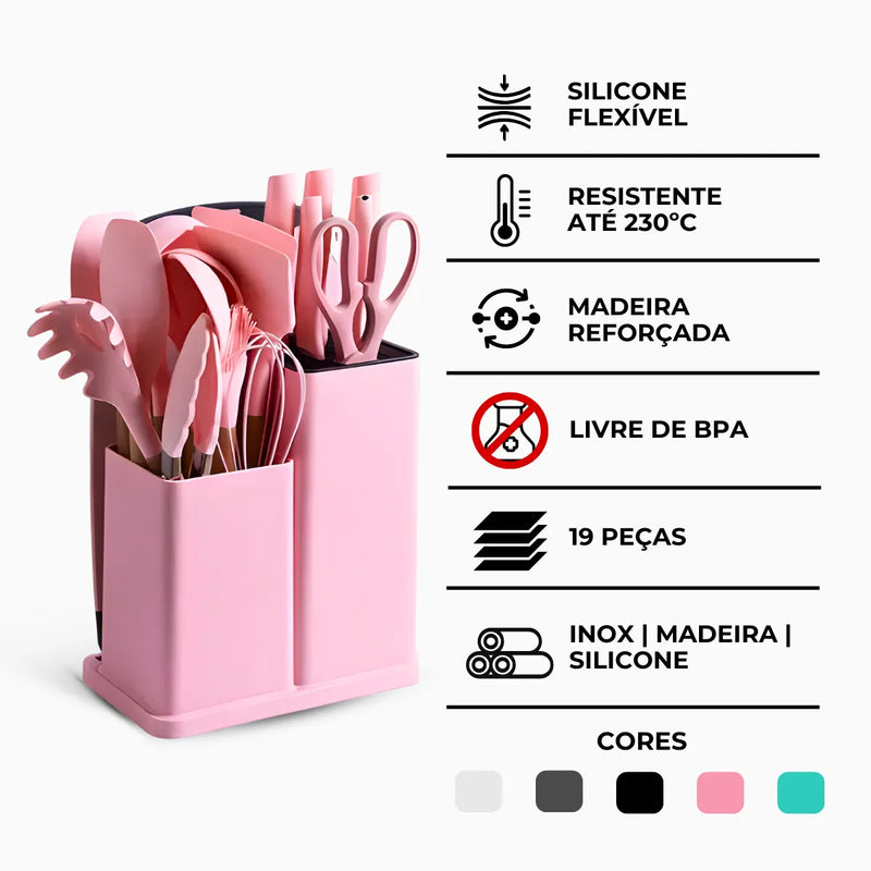 Kit Utensílios de Cozinha Jogo Completo 19 Peças