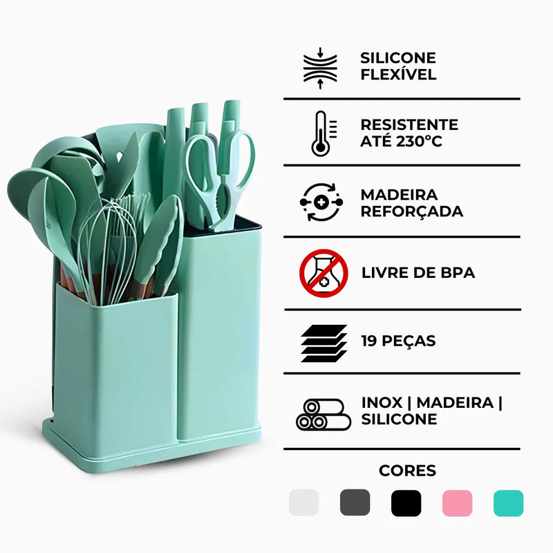 Kit Utensílios de Cozinha Jogo Completo 19 Peças