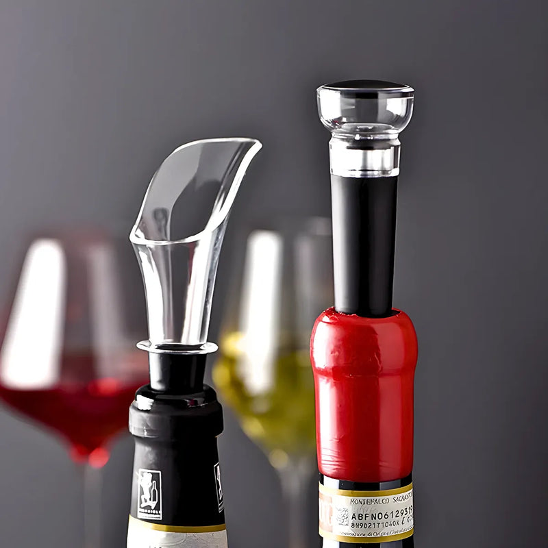 Kit Para Vinho Com Bico Aerador e Rolha Tampa a Vácuo