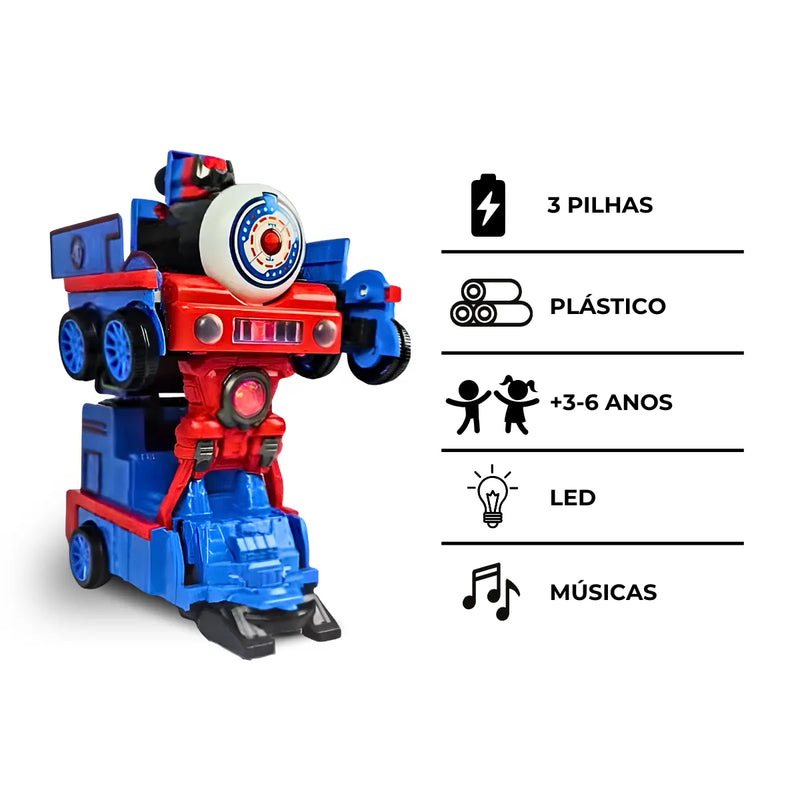 Trenzinho Transformers que Vira Robô com Música e Led