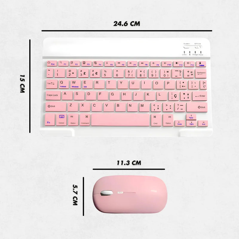 Teclado Sem Fio Bluetooth Recarregável Com Mouse