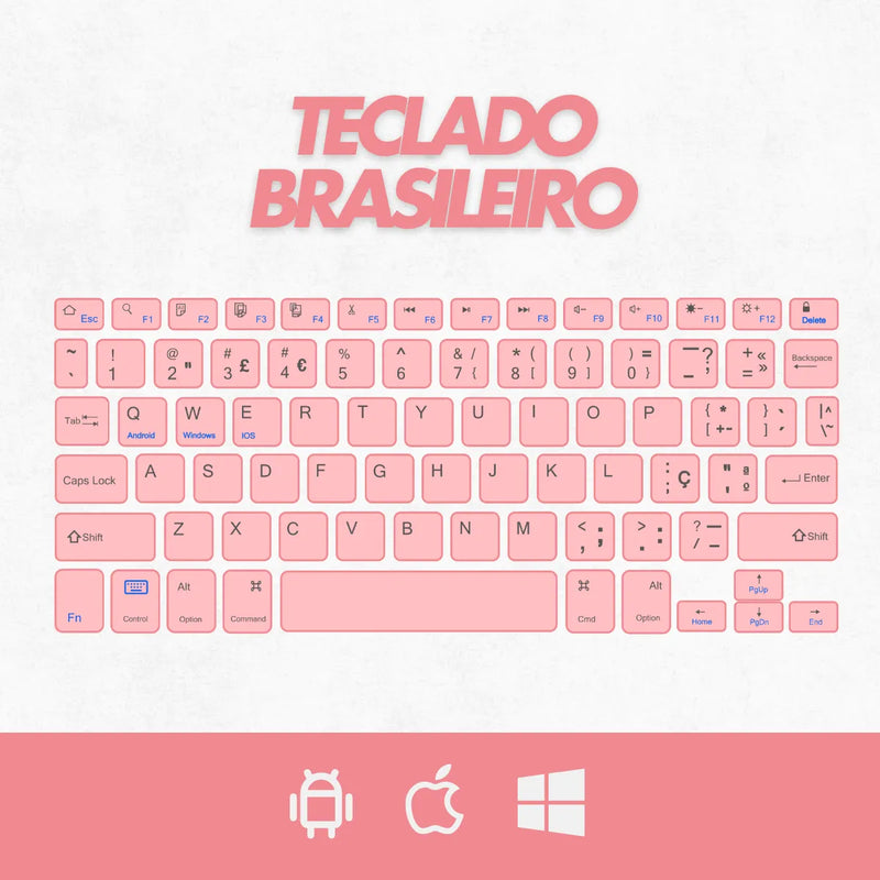 Teclado Sem Fio Bluetooth Recarregável Com Mouse